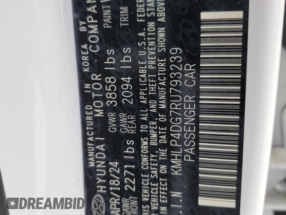 2024 Hyundai Elantra Limited with VIN KMHLP4DG7RU793239, listed as a Copart auction lot 50755805 with 2,535 mi miles and Salvage Title. Bid and sale history available at DreamBid. Image 14.