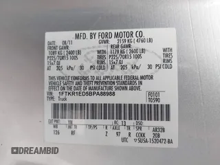 2011 Ford Ranger XL with VIN 1FTKR1ED5BPA88988, listed as a IAAI auction lot 42363305 with 188,317 mi miles and . Bid and sale history available at DreamBid. Image 9.