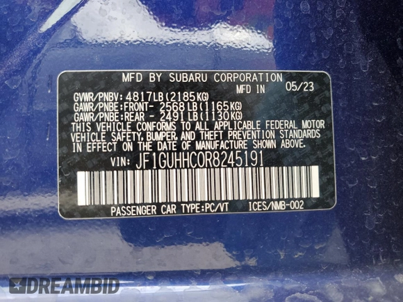 2024 Subaru Impreza RS with VIN JF1GUHHC0R8245191, listed as a Copart auction lot 85247954 with 12,075 mi miles and Salvage Title. Bid and sale history available at carsss.com. Image 13.
