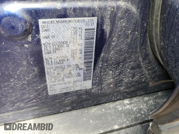 2019 Nissan Rogue SL with VIN 5N1AT2MV2KC826052, listed as a Copart auction lot 46827424 with 0 mi miles and Salvage Title. Bid and sale history available at carsss.com. Image 15.