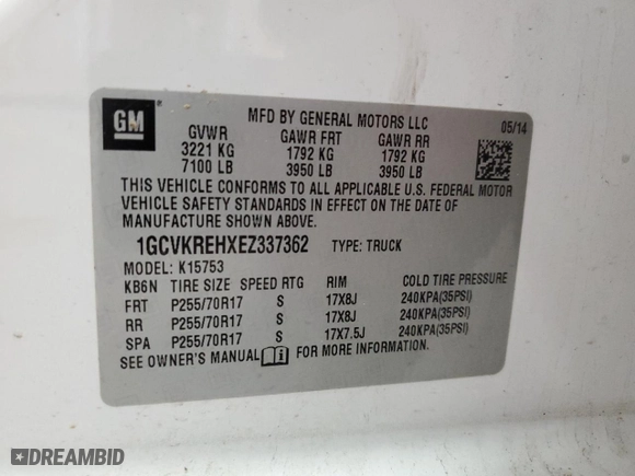2014 Chevrolet Silverado 1500 LT with VIN 1GCVKREHXEZ337362, listed as a Copart auction lot 49786035 with 310,804 mi miles and Salvage Title. Bid and sale history available at carsss.com. Image 12.