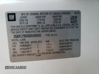 2016 GMC Terrain SLE with VIN 2GKFLTEK6G6345603, listed as a Copart auction lot 76568424 with 109,873 mi miles and Salvage Title. Bid and sale history available at DreamBid. Image 13.