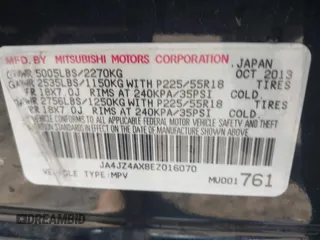 2014 Mitsubishi Outlander GT with VIN JA4JZ4AX8EZ016070, listed as a IAAI auction lot 41771934 with 157,724 mi miles and . Bid and sale history available at DreamBid. Image 9.