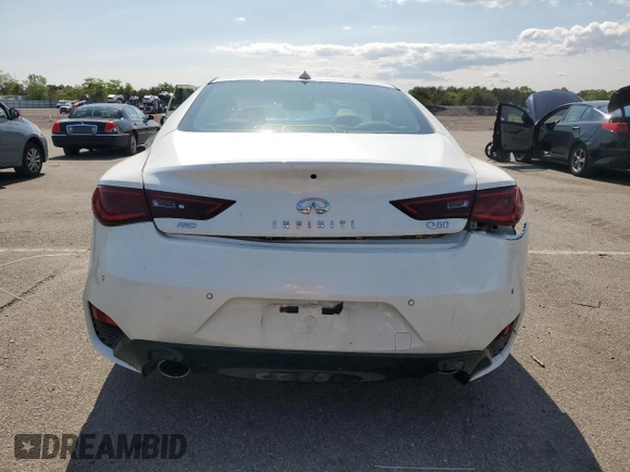 2021 Infiniti Q60 Luxe with VIN JN1EV7KL3MM470046, listed as a Copart auction lot 57998345 with 36,378 mi miles and Salvage title. Bid and sale history available at DreamBid. Image 6.