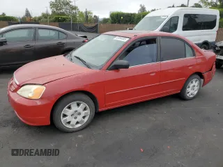2002 Honda Civic EX with VIN 2HGES26792H554976, listed as a Copart auction lot 53095385 with 253,228 mi miles and Salvage Title. Bid and sale history available at DreamBid. Image 1.