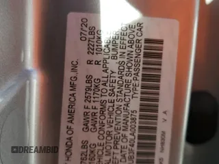 2020 Acura TLX w/Technology Pkg with VIN 19UUB3F40LA003875, listed as a Copart auction lot 70889754 with 40,350 mi miles and Salvage Title. Bid and sale history available at carsss.com. Image 14.