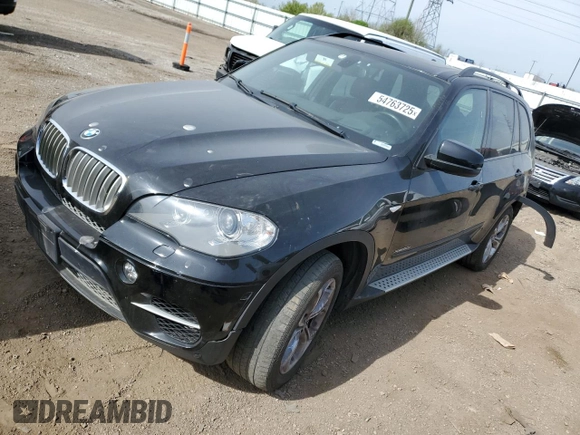 2012 BMW X5 50i with VIN 5UXZV8C59CL424356, listed as a Copart auction lot 54763725 with 107,712 mi miles and Salvage title. Bid and sale history available at DreamBid. Image 1.
