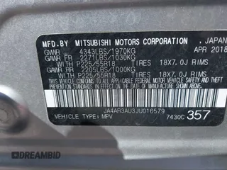 2018 Mitsubishi Outlander Sport ES 2.0 with VIN JA4AR3AU3JU016579, listed as a IAAI auction lot 41890008 with 182,268 mi miles. Bid and sale history available at carsss.com. Image 9.