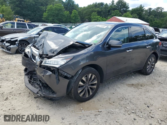 2016 Acura MDX Technology with VIN 5FRYD4H48GB048572, listed as a Copart auction lot 62673345 with 126,035 mi miles and Salvage title. Bid and sale history available at DreamBid. Image 1.