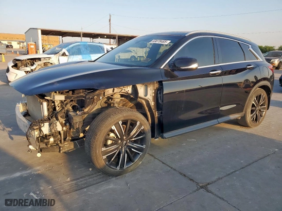 2021 Infiniti QX50 LUXE with VIN 3PCAJ5BA9MF114509, listed as a Copart auction lot 53078485 with 29,093 mi miles and Salvage Title. Bid and sale history available at carsss.com. Image 1.