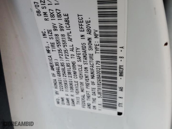 2008 Acura RDX with VIN 5J8TB18248A002179, listed as a Copart auction lot 45582995 with 118,114 mi miles and Salvage Title. Bid and sale history available at carsss.com. Image 13.