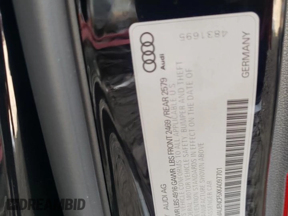 2019 Audi A5 Sportback Premium Plus with VIN WAUENCF5XKA097701, listed as a Copart auction lot 63949423 with 41,879 mi miles. Bid and sale history available at carsss.com. Image 12.