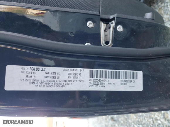 2017 Dodge Charger SE with VIN 2C3CDXBGXHH575478, listed as a Copart auction lot 49606985 with 183,409 mi miles and Salvage Title. Bid and sale history available at carsss.com. Image 13.