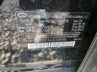 2020 Hyundai Santa Fe Limited with VIN 5NMS5CAA3LH289186, listed as a Copart auction lot 79930204 with 34,403 mi miles and Salvage Title. Bid and sale history available at carsss.com. Image 12.