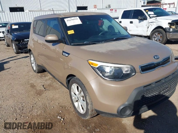 2015 Kia Soul + with VIN KNDJP3A53F7232765, listed as a IAAI auction lot 41670533 with 54,637 mi miles. Bid and sale history available at carsss.com. Image 1.