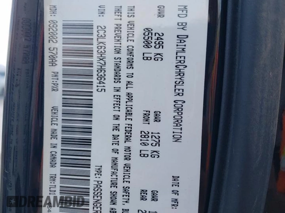 2007 Chrysler 300 C with VIN 2C3LK63HX7H636415, listed as a Copart auction lot 87465484 with 99,416 mi miles and Salvage Title. Bid and sale history available at DreamBid. Image 14.