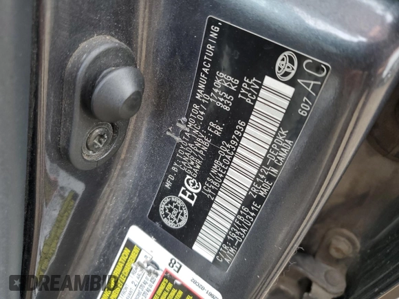 2010 Toyota Corolla with VIN 2T1BU4EE0AC397936, listed as a Copart auction lot 55936965 with 409,437 mi miles and Clean title. Bid and sale history available at DreamBid. Image 12.
