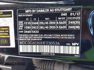2017 Mercedes-Benz GLC with VIN WDC0G6EB0HF230536, listed as a IAAI auction lot 41632190 with 54,138 mi miles. Bid and sale history available at carsss.com. Image 9.