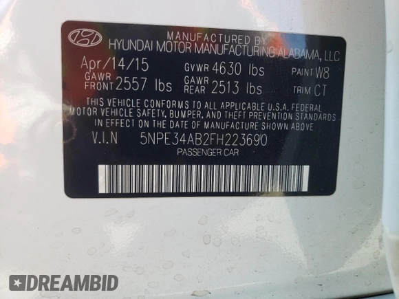 2015 Hyundai Sonata Sport z VIN 5NPE34AB2FH223690, wystawiony jako Copart lot #58958085 z przebiegiem 140 527 mil mil oraz Szkoda całkowita • Salvage title. Historia ofert i sprzedaży dostępna na DreamBid. Obrazek 12.