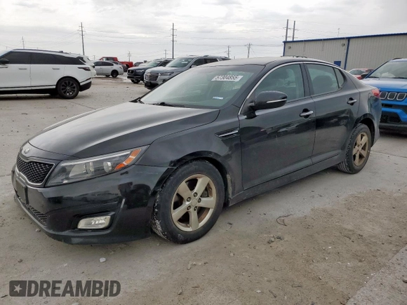 2015 Kia Optima LX with VIN KNAGM4A76F5663684, listed as a Copart auction lot 57304855 with 98,523 mi miles and Salvage title. Bid and sale history available at DreamBid. Image 1.