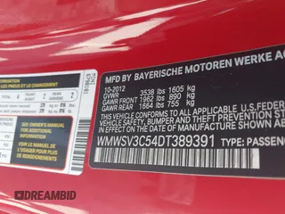 2013 MINI Hardtop S with VIN WMWSV3C54DT389391, listed as a IAAI auction lot 42141136 with 72,100 mi miles and . Bid and sale history available at DreamBid. Image 9.