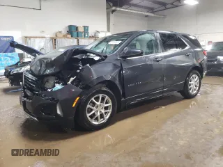 2022 Chevrolet Equinox LT z VIN 2GNAXKEV7N6136194, wystawiony jako Copart lot #50752925 z przebiegiem 46 749 mil mil oraz Szkoda całkowita • Salvage title. Historia ofert i sprzedaży dostępna na DreamBid. Obrazek 1.
