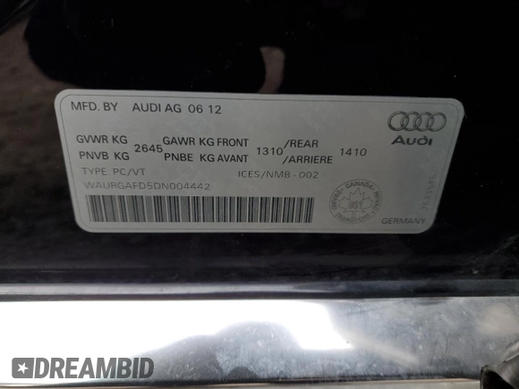 2013 Audi A8 L 3.0L with VIN WAURGAFD5DN004442, listed as a Copart auction lot 49065665 with 149,296 mi miles and Clean Title. Bid and sale history available at carsss.com. Image 12.
