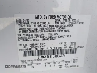 2013 Ford Flex SEL z VIN 2FMGK5C81DBD36974, wystawiony jako IAAI lot #41973031 z przebiegiem 126 216 mil mil oraz . Historia ofert i sprzedaży dostępna na DreamBid. Obrazek 9.