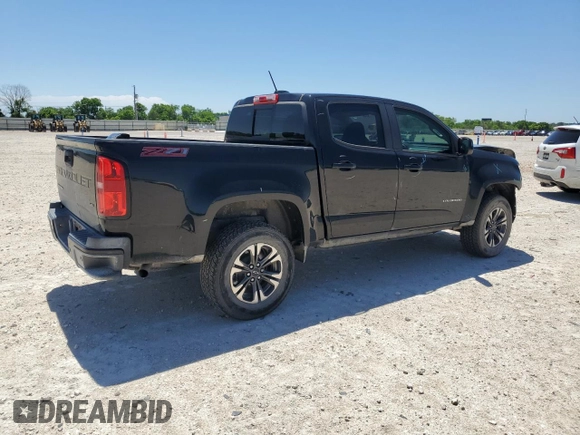 2021 Chevrolet Colorado 2WD Z71 with VIN 1GCGSDEN1M1227685, listed as a Copart auction lot 53321485 with 40,180 mi miles and Salvage title. Bid and sale history available at DreamBid. Image 3.