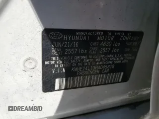 2017 Hyundai Sonata Hybrid SE with VIN KMHE24L13HA045818, listed as a Copart auction lot 41000244 with 95,186 mi miles. Bid and sale history available at carsss.com. Image 12.