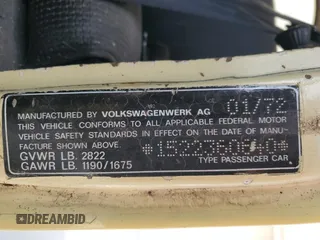 1972 Volkswagen Beetle with VIN 1522360640, listed as a Copart auction lot 50975555 with Not Provided miles and Salvage Title. Bid and sale history available at DreamBid. Image 12.