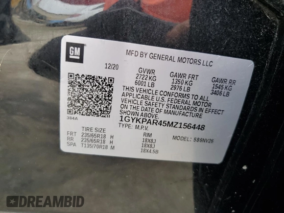 2021 Cadillac XT6 Luxury with VIN 1GYKPAR45MZ156448, listed as a Copart auction lot 68906823 with 19,079 mi miles and Clean Title. Bid and sale history available at DreamBid. Image 12.