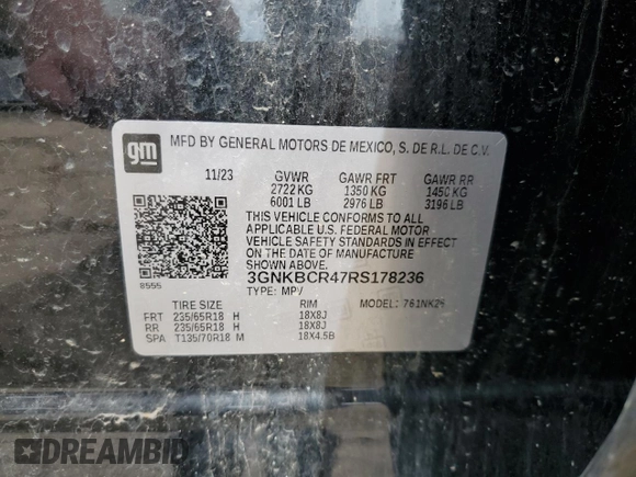 2024 Chevrolet Blazer LT z VIN 3GNKBCR47RS178236, wystawiony jako Copart lot #58335565 z przebiegiem 13 364 mil mil oraz Czysty tytuł • Clean title. Historia ofert i sprzedaży dostępna na DreamBid. Obrazek 13.