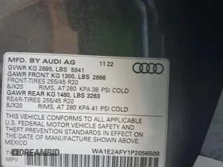 2023 Audi Q5 S line Premium Plus with VIN WA1E2AFY1P2056508, listed as a Copart auction lot 64945523 with 5,277 mi miles and . Bid and sale history available at DreamBid. Image 14.