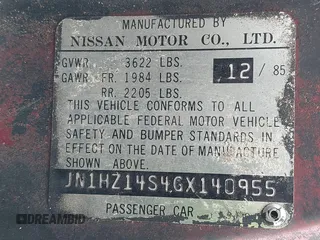 1986 Nissan 300ZX z VIN JN1HZ14S4GX140955, wystawiony jako IAAI lot #41935505 z przebiegiem 144 917 mil mil oraz . Historia ofert i sprzedaży dostępna na DreamBid. Obrazek 9.