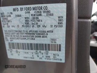 2009 Mercury Mariner Premier с VIN 4M2CU87G39KJ11382, выставлен на аукционе IAAI как лот 42505528 с пробегом 248 146 миль миль и . История ставок и продаж доступна на DreamBid. Изображение 9.