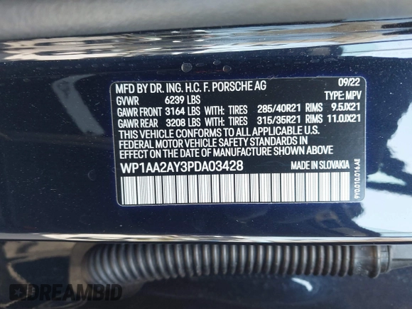 2023 Porsche Cayenne с VIN WP1AA2AY3PDA03428, выставлен на аукционе IAAI как лот 42003079 с пробегом 2 564 миль миль и . История ставок и продаж доступна на DreamBid. Изображение 9.