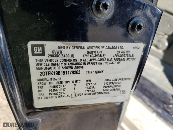 2005 GMC Sierra 1500 SLE1 with VIN 2GTEK19B151178263, listed as a Copart auction lot 47769915 with 111,399 mi miles and Salvage Title. Bid and sale history available at carsss.com. Image 12.