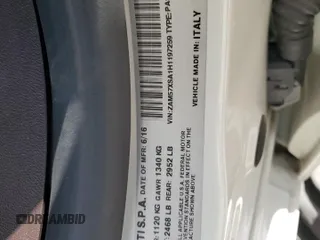 2017 Maserati Ghibli с VIN ZAM57XSA1H1197259, выставлен на аукционе Copart как лот 55272405 с пробегом 37 799 миль миль и Списание • Salvage title. История ставок и продаж доступна на DreamBid. Изображение 12.