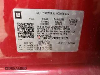 2019 Chevrolet Silverado 3500HD High Country with VIN 1GC4KYEY9KF112871, listed as a Copart auction lot 44194495 with 141,059 mi miles and Non Repairable. Bid and sale history available at carsss.com. Image 13.