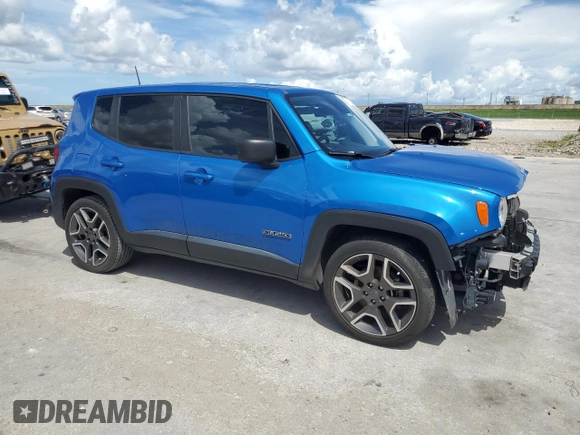 2020 Jeep Renegade Sport with VIN ZACNJAAB8LPM06726, listed as a Copart auction lot 62540725 with 57,178 mi miles and Salvage title. Bid and sale history available at DreamBid. Image 4.
