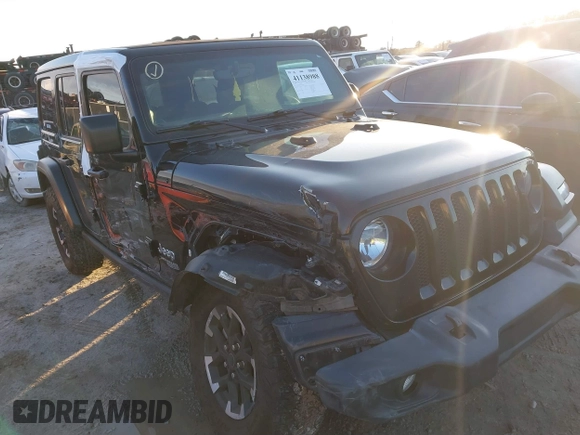2020 Jeep Wrangler Unlimited Sport S z VIN 1C4HJXDN9LW322426, wystawiony jako IAAI lot #41138988 z przebiegiem 70 261 mil mil oraz . Historia ofert i sprzedaży dostępna na DreamBid. Obrazek 1.