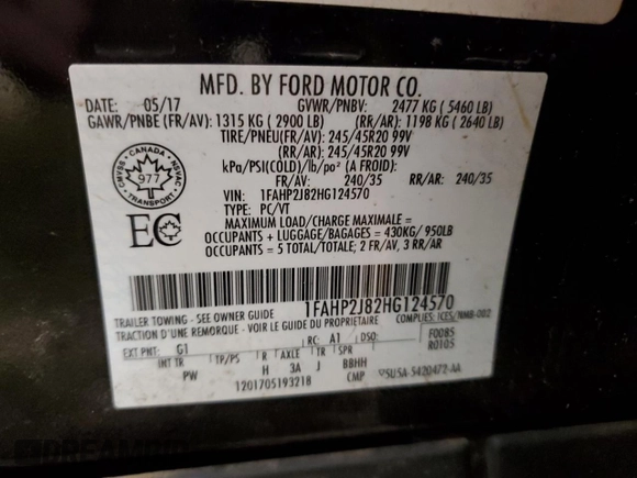 2017 Ford Taurus Limited with VIN 1FAHP2J82HG124570, listed as a Copart auction lot 47124685 with 146,736 mi miles and Salvage Title. Bid and sale history available at DreamBid. Image 13.