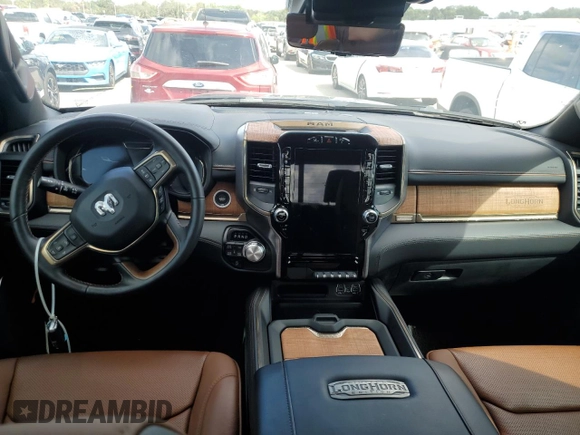 2023 Ram 1500 Longhorn with VIN 1C6SRFKT6PN505392, listed as a Copart auction lot 75026734 with 14,774 mi miles and Salvage title. Bid and sale history available at DreamBid. Image 8.