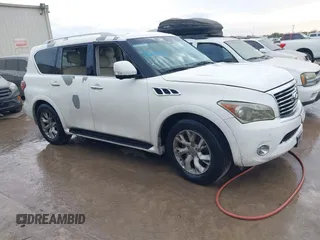 2011 Infiniti QX56 7-passenger with VIN JN8AZ2NF0B9500391, listed as a IAAI auction lot 41001635 with 166,100 mi miles and . Bid and sale history available at DreamBid. Image 1.