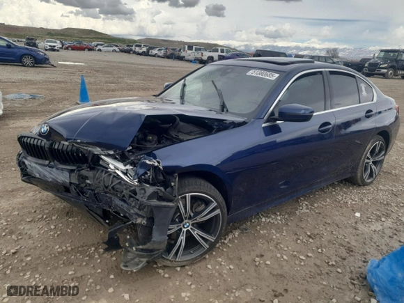 2020 BMW 3 Series 330i xDrive with VIN WBA5R7C05LFH67070, listed as a Copart auction lot 51380685 with 0 mi miles and Salvage Title. Bid and sale history available at carsss.com. Image 1.