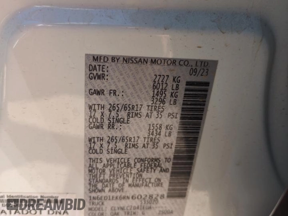 2024 Nissan Frontier S with VIN 1N6ED1EK6RN602828, listed as a Copart auction lot 56891945 with 10,290 mi miles and Salvage title. Bid and sale history available at DreamBid. Image 13.