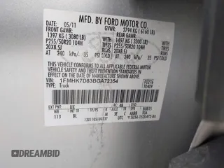 2011 Ford Explorer XLT with VIN 1FMHK7D83BGA72354, listed as a IAAI auction lot 41984046 with 205,623 mi miles and . Bid and sale history available at carsss.com. Image 9.