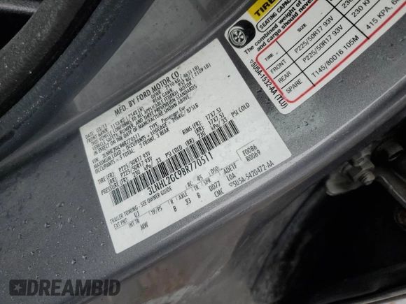 2011 Lincoln MKZ with VIN 3LNHL2GC9BR770511, listed as a Copart auction lot 56905235 with Not provided miles and Clean title. Bid and sale history available at DreamBid. Image 12.