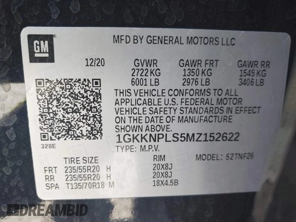2021 GMC Acadia Denali с VIN 1GKKNPLS5MZ152622, выставлен на аукционе IAAI как лот 41526781 с пробегом 71 496 миль миль и . История ставок и продаж доступна на DreamBid. Изображение 9.